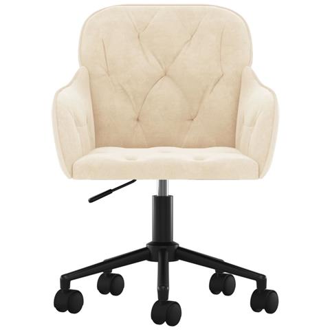 Sedia Da Ufficio Girevole Crema In Velluto - Foto 3