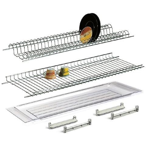 Scolapiatti Per Pensile In Acciaio Cromato Cm. 86 - Con Vaschetta - Foto 1