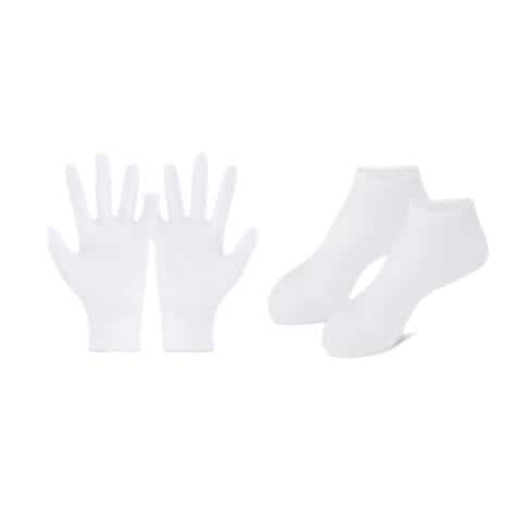 Set Calzini E Guanti In Gel Idratante In Silicone White - Foto 1