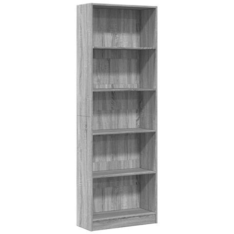 Libreria Grigio Sonoma 60x24x176 Cm In Legno Multistrato - Foto 2