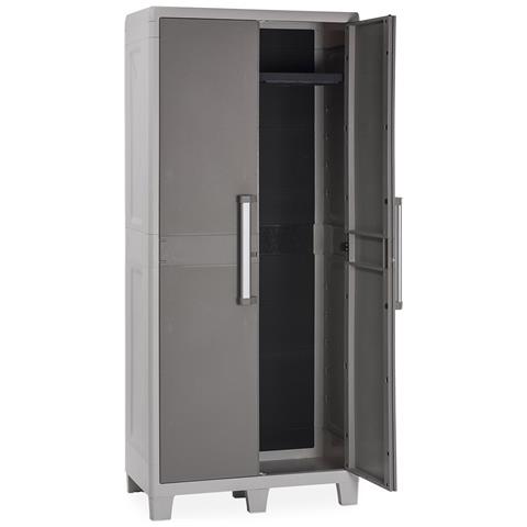 Armadio Portascope In Resina Con 2 Ripiani Laterali E 2 Ante Effetto Metallo Urban Xl Toomax - Foto 2