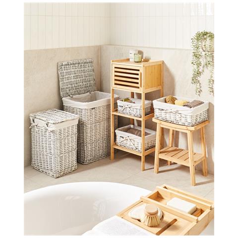 Set Di 5 Cestini Ella Legno Di Salice Grigio 50/86 L - Foto 1