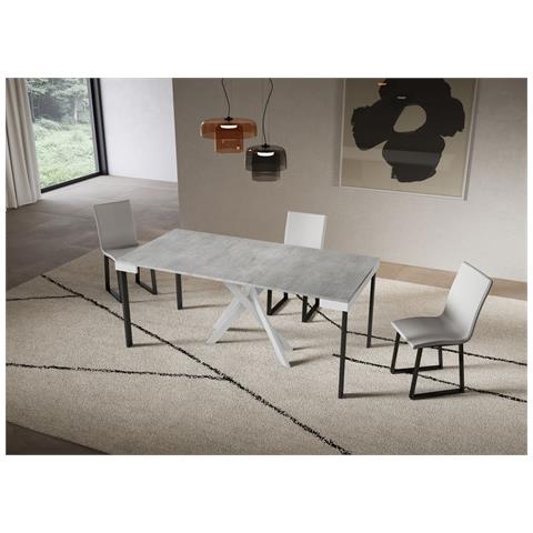 Consolle Allungabile 90x40/196 Cm Saki Small Evolution Cemento Telaio Bianco - Foto 2