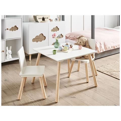Set Tavolo 2 Sedie Per Bambini Marrone Chiaro E Bianco Wringley - Foto 1