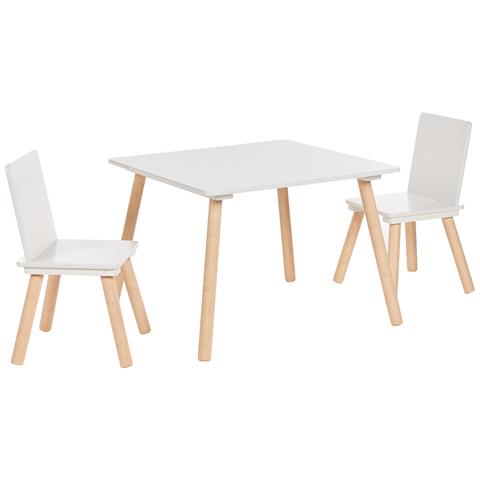 Set Tavolo 2 Sedie Per Bambini Marrone Chiaro E Bianco Wringley - Foto 2