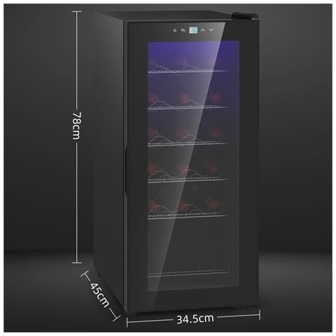 Cantinetta Frigorifero per 18 Bottiglie di Vino con Display Digitale, Luce LED e Controllo Temperatura, Nero - Foto 7