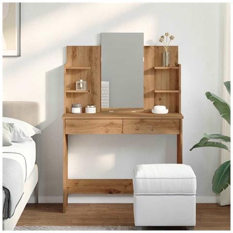 Toeletta Con Specchio Rovere Artigianale 96x39x142 Cm - Foto 3