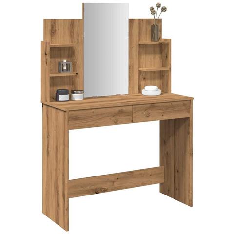 Toeletta Con Specchio Rovere Artigianale 96x39x142 Cm - Foto 1
