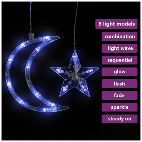 Lusso Casadino - Luci Fatate Stella E Luna Con Telecomando 138 Led Blu - Foto 2