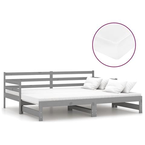 Dormeuse Estraibile 2x (90x200) Cm Grigia In Legno Di Pino - Foto 1