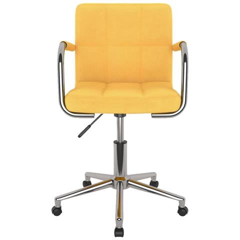 Sedia Da Ufficio Girevole Giallo Senape In Tessuto - Foto 2