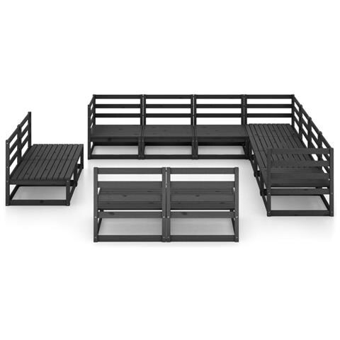 Set Divani Da Giardino 11 Pz Nero In Legno Massello Di Pino - Foto 2