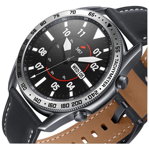 Anello Lunetta Argento Per Galaxy Watch 3 Da 45mm - Iscrizione Nera - Foto 2