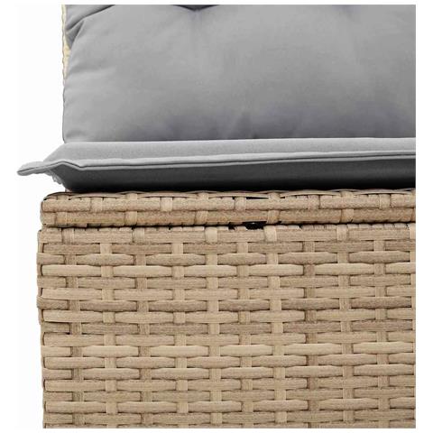 Set di divani da giardino a 6 pezzi con cuscini beige in rattan poli, Divano da giardino a 2 posti con spazio di stoccaggio e cuscini beige in rattan poli - Foto 9