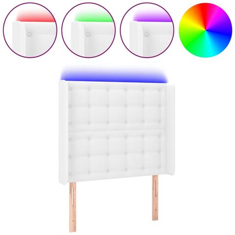 Testiera ad Orecchio Bianco 83x16x118/128 cm in Similpelle - Foto 1