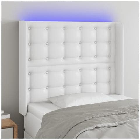 Testiera ad Orecchio Bianco 83x16x118/128 cm in Similpelle - Foto 2