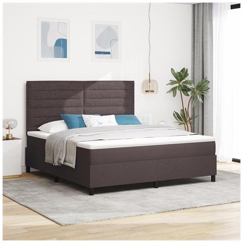 Letto Box Spring con Materasso Grigio Scuro Super King in Tessuto - Foto 2