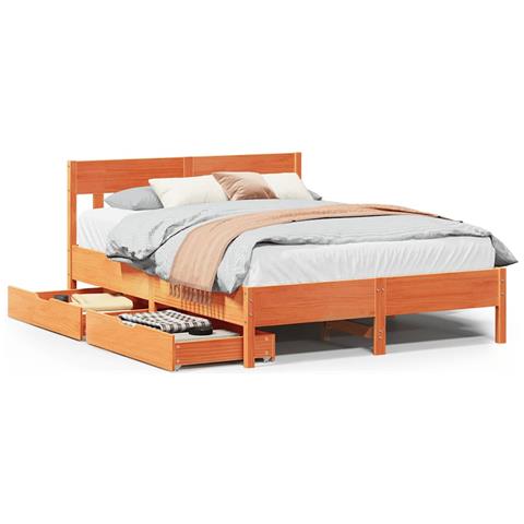 Letto senza Materasso Marrone Cera 120x200 cm in Legno di Pino - Foto 1