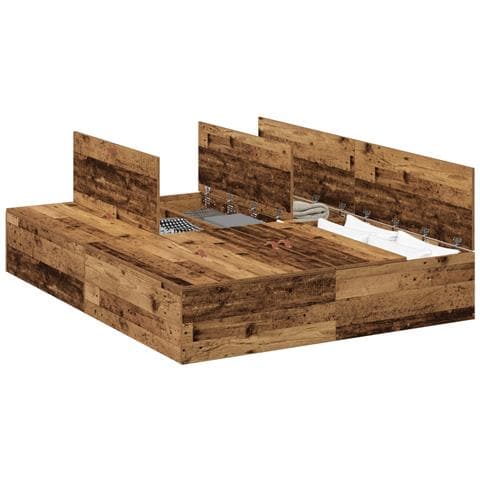 Struttura Letto con Contenitore Legno Invecchiato 150x200 cm - Foto 1