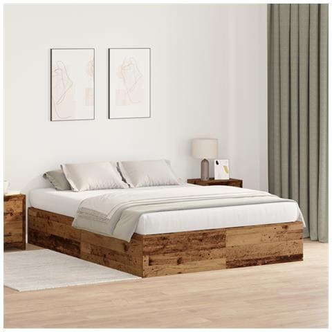 Struttura Letto con Contenitore Legno Invecchiato 150x200 cm - Foto 2