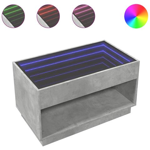 Tavolino da Salotto con LED Infinity Grigio Cemento 90x50x50 cm - Foto 1