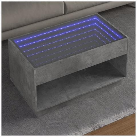 Tavolino da Salotto con LED Infinity Grigio Cemento 90x50x50 cm - Foto 2