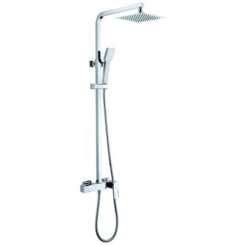 Imex Set Doccia Miscelatore Monocomando Cromata Acciaio Inox S304 E Ottone Asta Estensibile Soffione Extrapiatto 20x20 Cm Anticalcare Cartuccia Ceramica Ø35mm Tubo 15 M Modello Imex-bdc032 - Foto 2
