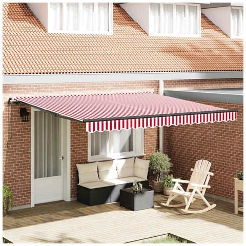 Tenda Retrattile Rosso e bianco 400 × 300 cm Tessuto - Foto 2