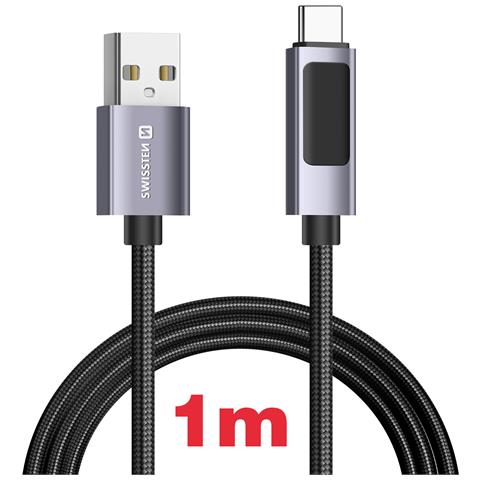 Cavo 3a Ricarica E Sincronizzazione Usb A Usb-c 60w 1m Con Schermo Led, Nero - Foto 2