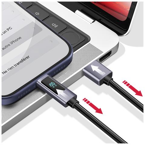 Cavo 3a Ricarica E Sincronizzazione Usb A Usb-c 60w 1m Con Schermo Led, Nero - Foto 5