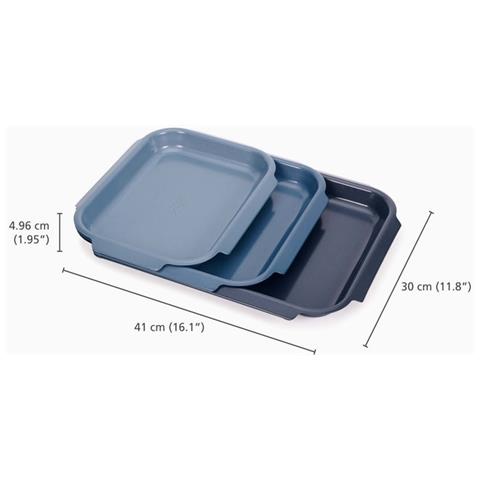 Set Di Tre Teglie Da Forno Nest Bake Antiaderenti Per Cottura Al Forno Impilabili Con Manici Per Presa Facile Colore Blu - Foto 4