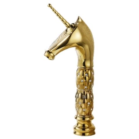 Rubinetto per lavabo da bagno, Blackswan, tipo M277 Unicorn, modello alto oro, misura 34,4 cm - Foto 1