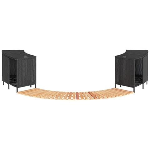 Bordo per Spa Nero in Polyrattan e Legno Massello di Acacia - Foto 1