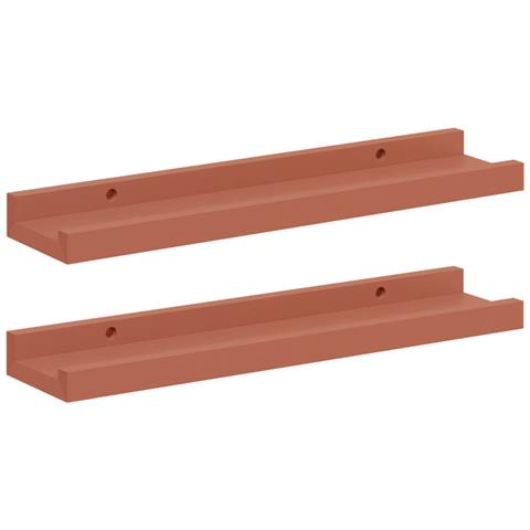 Scaffale da parete 2 pcs Rosso 40 x 9 x 3 cm Legno multistrato - Foto 1