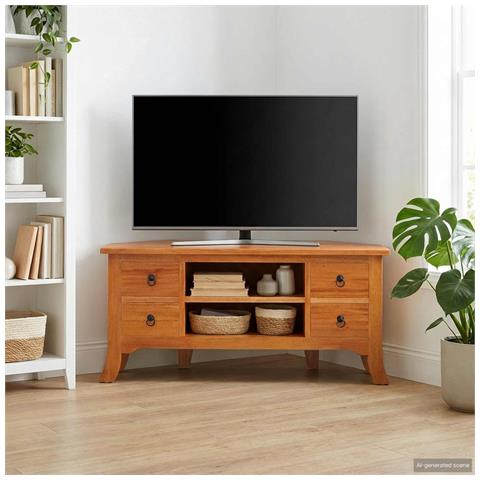 Mobile TV Naturale 100 x 40,5 x 46 cm Legno di Mogano Massello - Foto 2