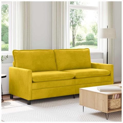 Divano Giallo 196 x 81 x 87,5 cm Velluto - Foto 2