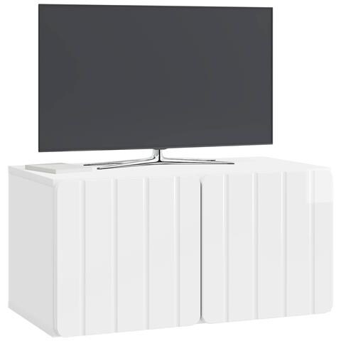 Mobile Porta TV da Muro Bianco Lucido 59,5 x 31 x 30 cm - Foto 2