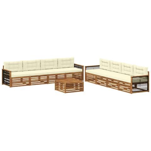 Set di divani da esterno con cuscino 9 pcs Naturale e Crema - Foto 1