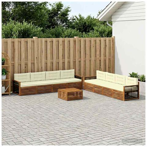 Set di divani da esterno con cuscino 9 pcs Naturale e Crema - Foto 2