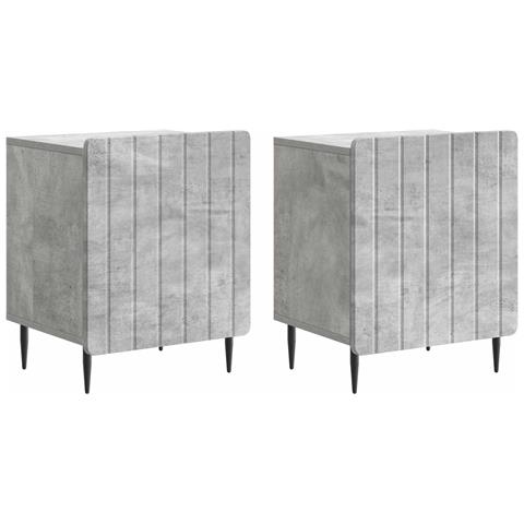Armadio da Notte 2 pcs Grigio Cemento 43 x 34,5 x 52 cm - Foto 1