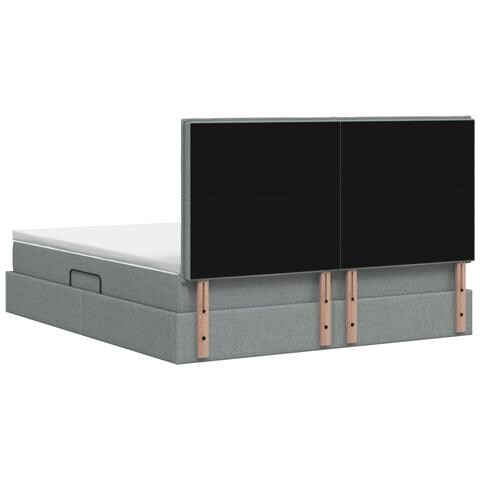 Letto con Contenitore Grigio Chiaro 200 x 200 cm Tessuto - Foto 9