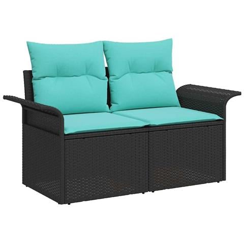 Set Divano da Giardino 6 pz Nero polyrattan - Foto 2