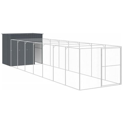 Casetta Cani Con Corsa Antracite 214x865x181 Cm Acciaio Zincato - Foto 1
