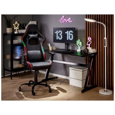 Sedia Da Ufficio Led E Pelle Sintetica Nero Gleam - Foto 1