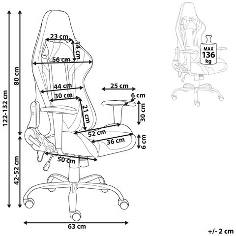 Sedia Da Ufficio Led E Pelle Sintetica Nero Gleam - Foto 5