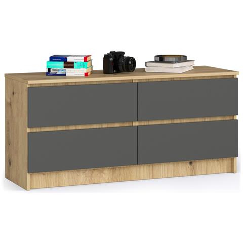 Cassettiera K120, 4 cassetti, 120x40x55 cm, Colore Quarcia Artisan e Grigia Grafite - Foto 1