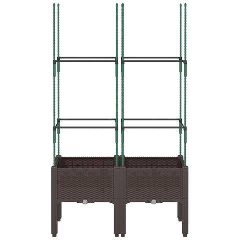 Fioriera Da Giardino Con Traliccio Marrone 80x40x142,5 Cm In Pp - Foto 3
