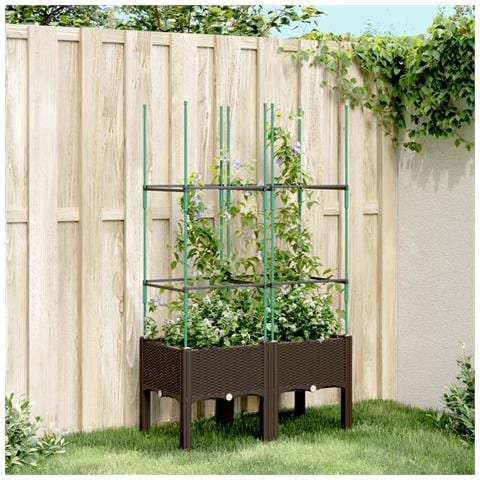Fioriera Da Giardino Con Traliccio Marrone 80x40x142,5 Cm In Pp - Foto 1