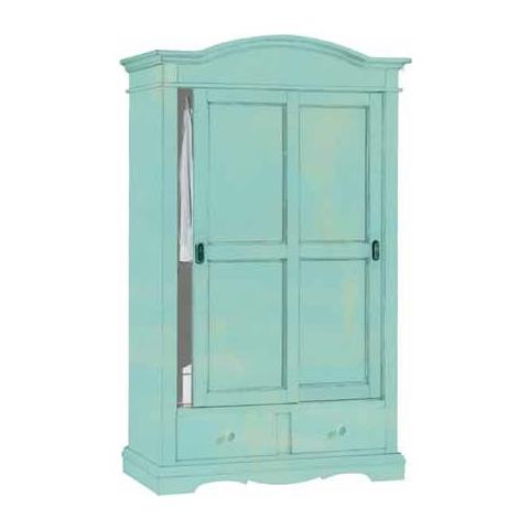 Armadio Shabby 2 Ante Scorrevoli Legno Verde Consumato 122x59x200 - Foto 1