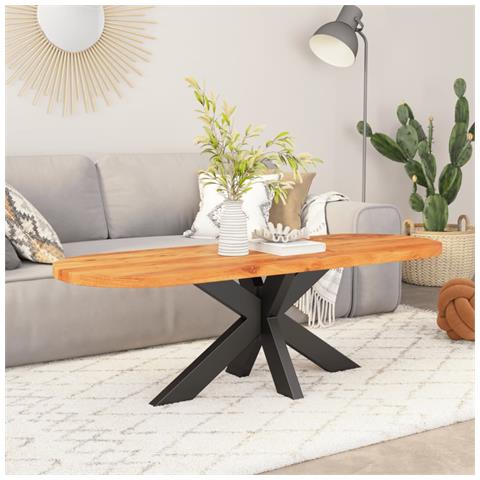 Piano Tavolo 120x50x3,8 Cm Ovale In Legno Massello Di Acacia - Foto 2